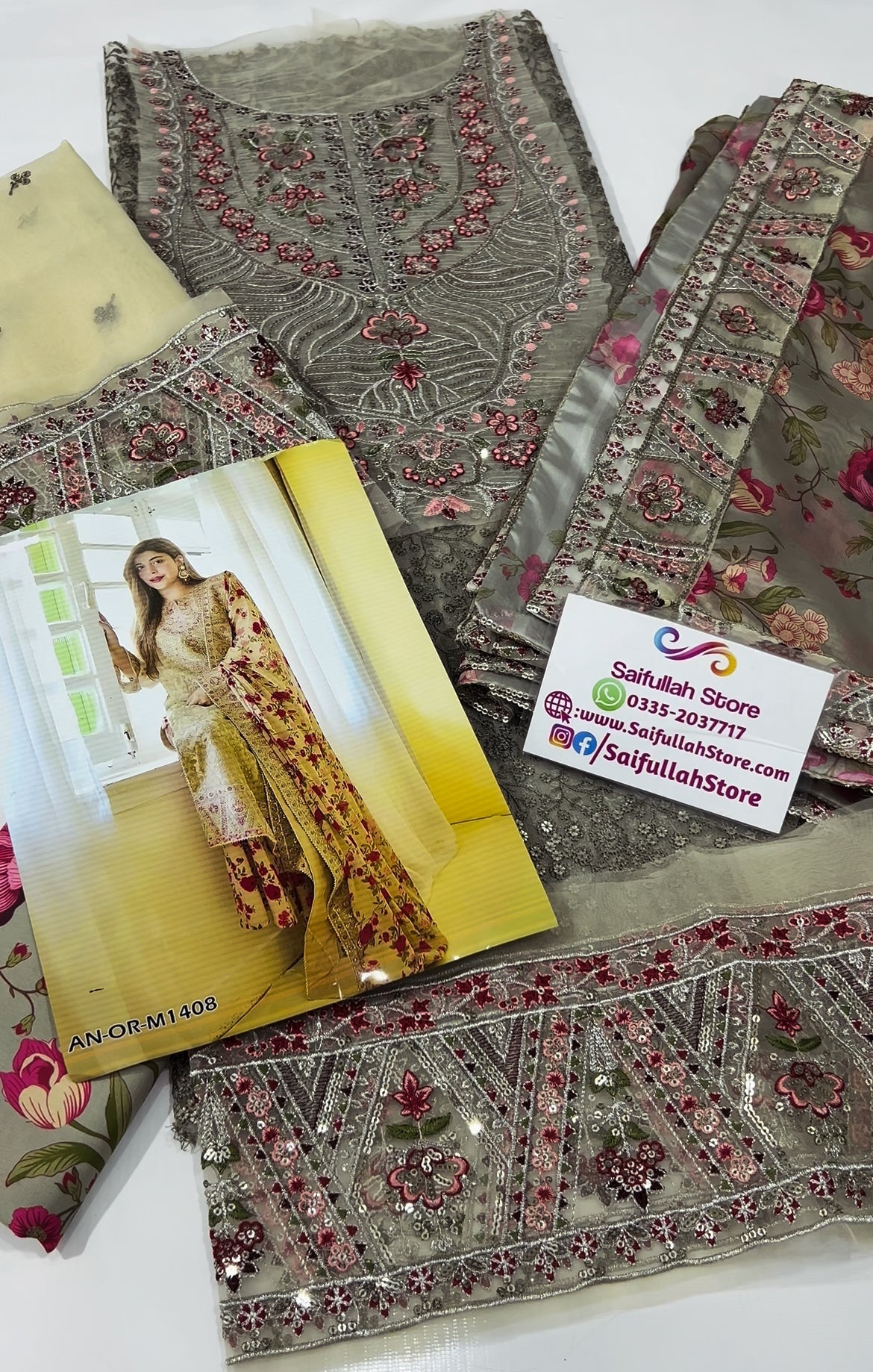 Wedding Festive Luxury Embroidered Organza Suits Unstitched - URWA