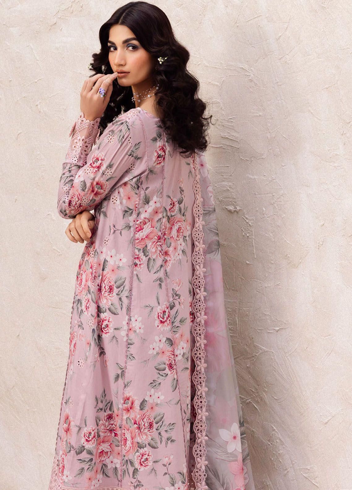 Chicken Kari Embroidered Lawn 3 Piece Unstitched Suit - Summer Collection IZ-PinK