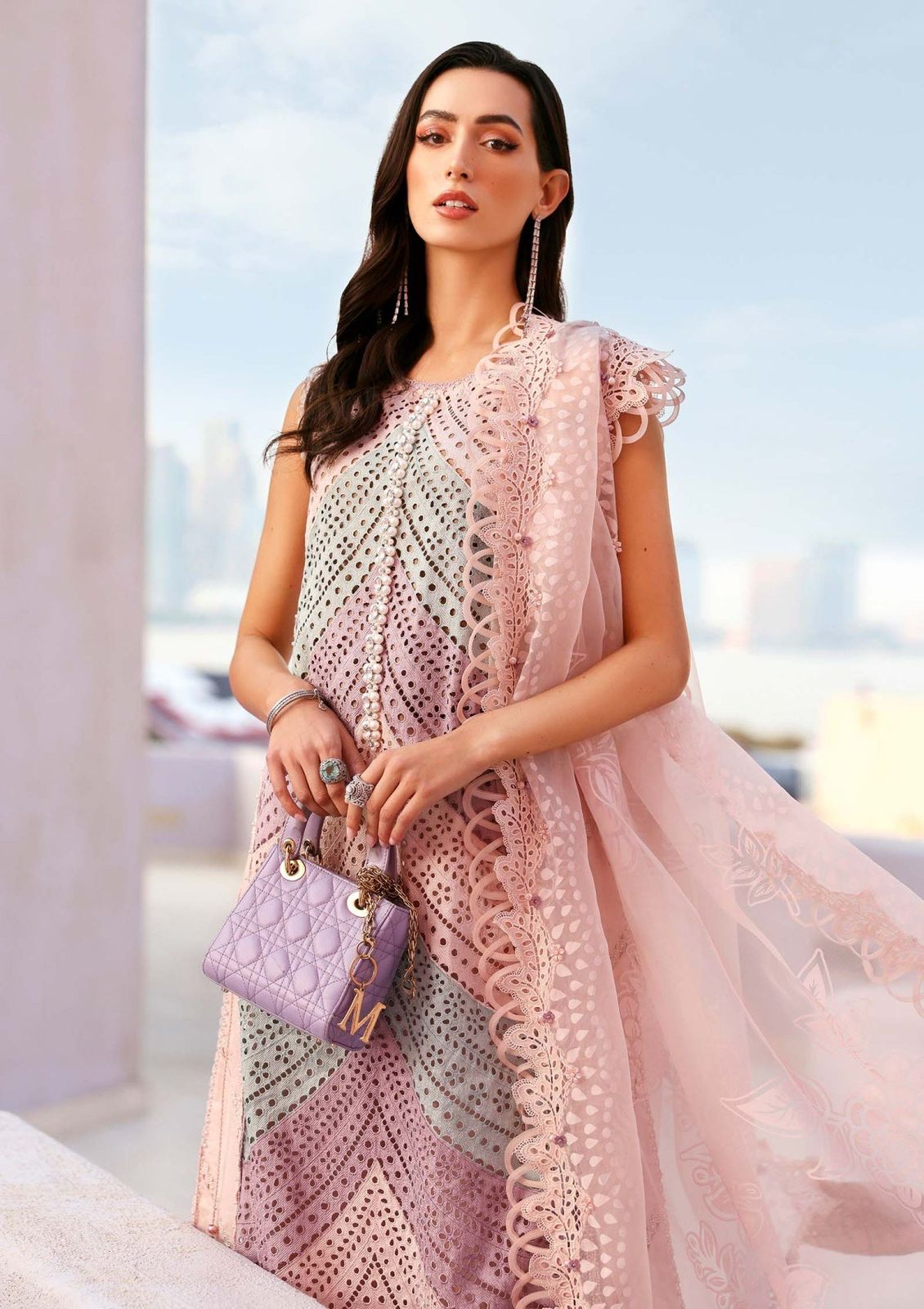 Maria B Luxury Lawn Chikan kari Embroidered 3 Piece Unstitched
