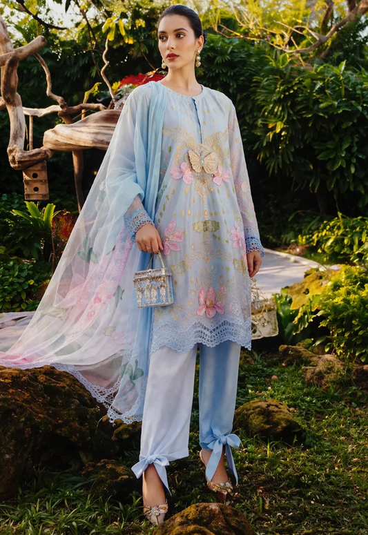 Maria B  Laser Butterfly Lawn Unstitched  3 Piece Suit