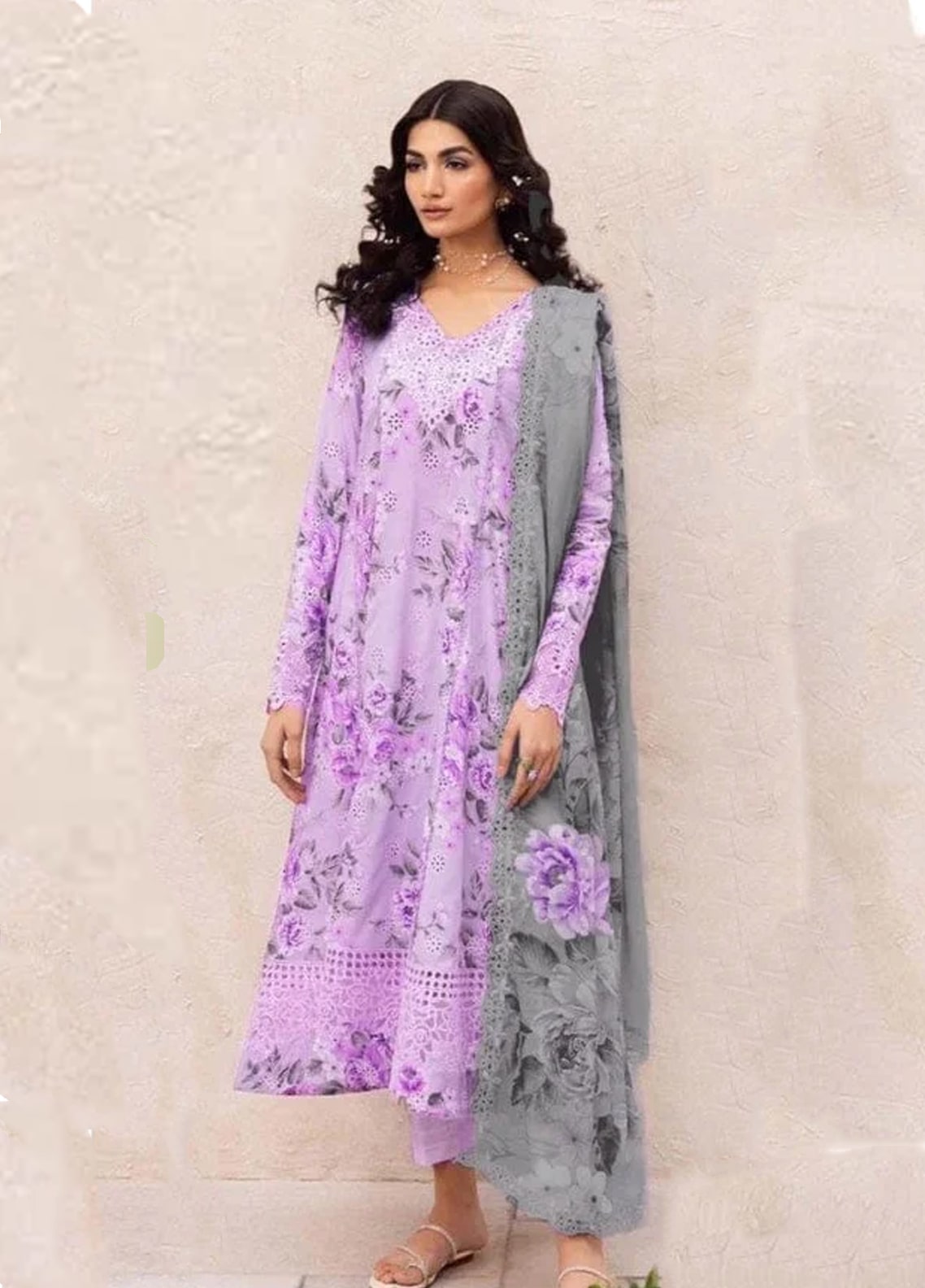 Purple Chicken Kari Embroidered Lawn 3 Piece Unstitched Suit - Summer Collection