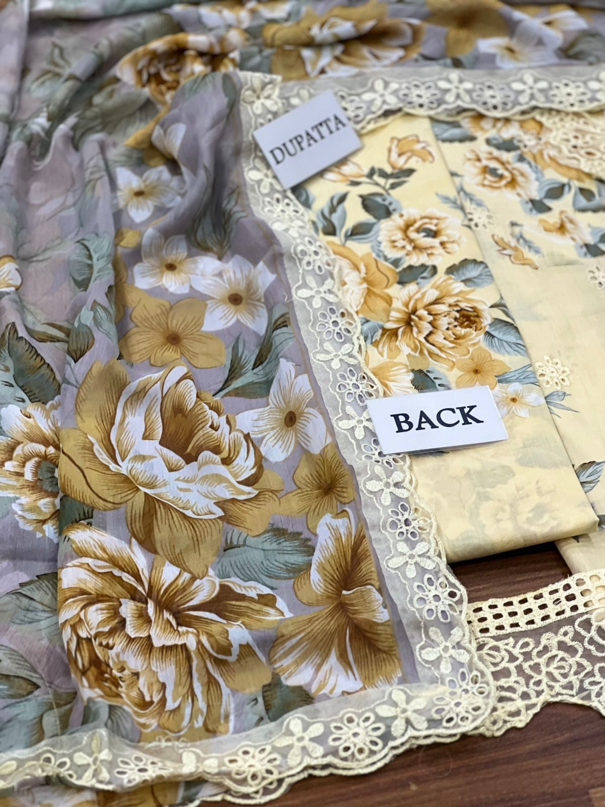 Yellow Chicken Kari Embroidered Lawn 3 Piece Unstitched Suit - Summer Collection