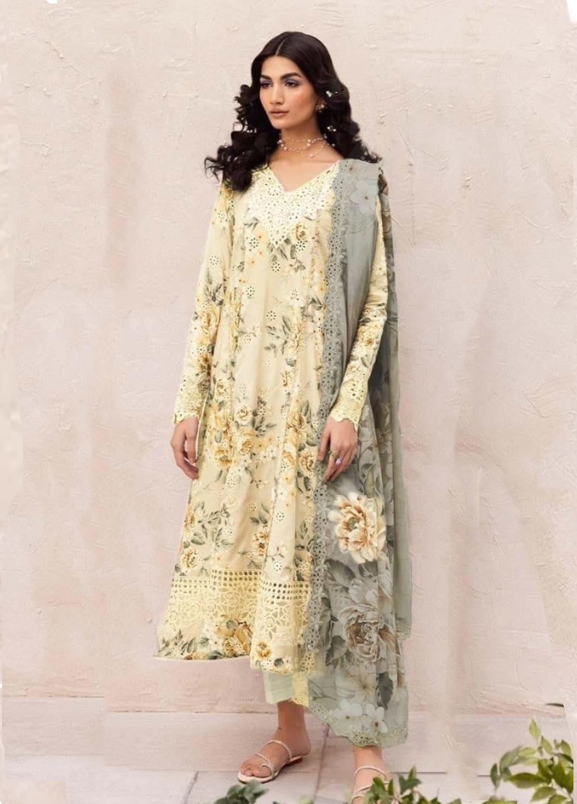 Yellow Chicken Kari Embroidered Lawn 3 Piece Unstitched Suit - Summer Collection