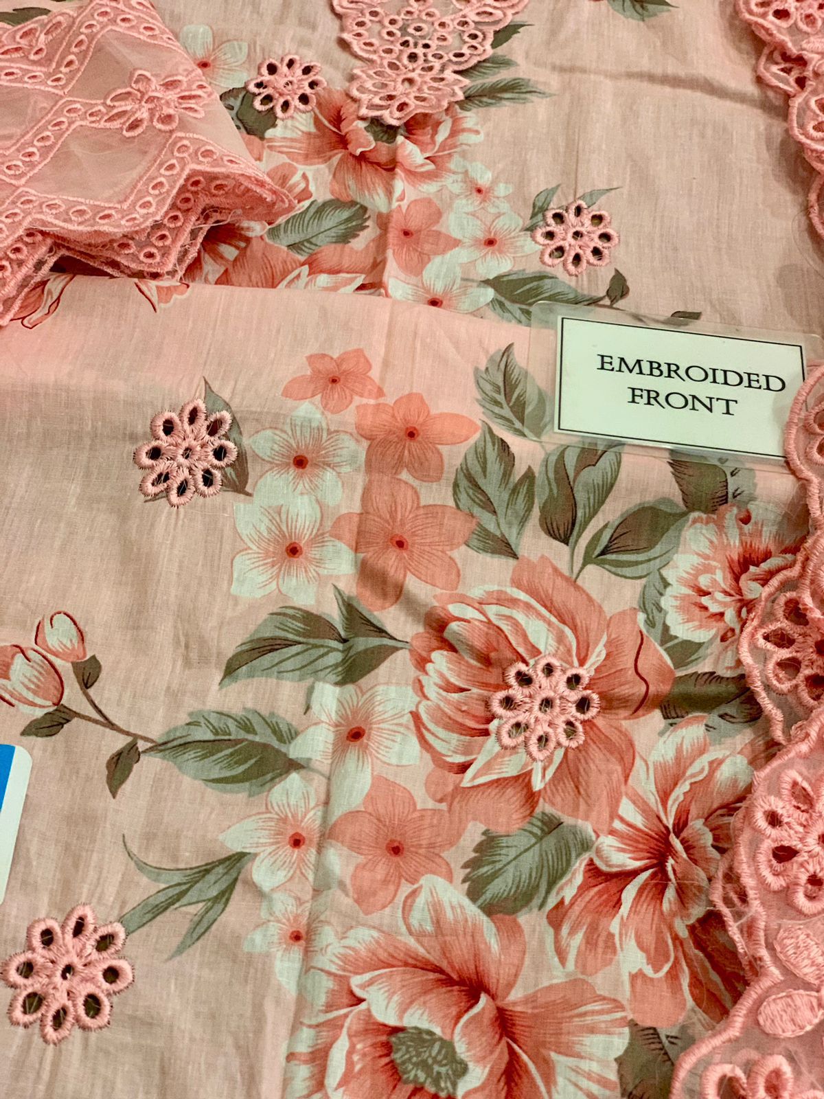 Chicken Kari Embroidered Lawn 3 Piece Unstitched Suit - Summer Collection IZ-PinK