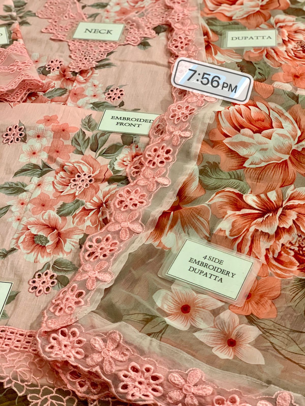 Chicken Kari Embroidered Lawn 3 Piece Unstitched Suit - Summer Collection IZ-PinK