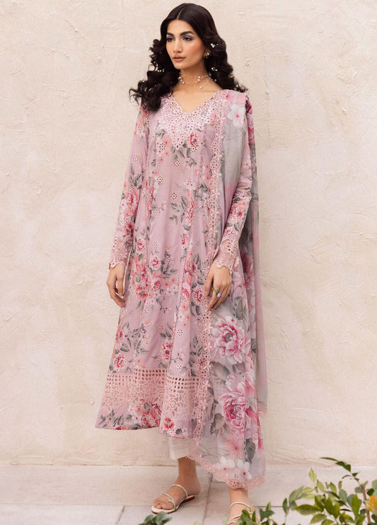 Chicken Kari Embroidered Lawn 3 Piece Unstitched Suit - Summer Collection IZ-PinK