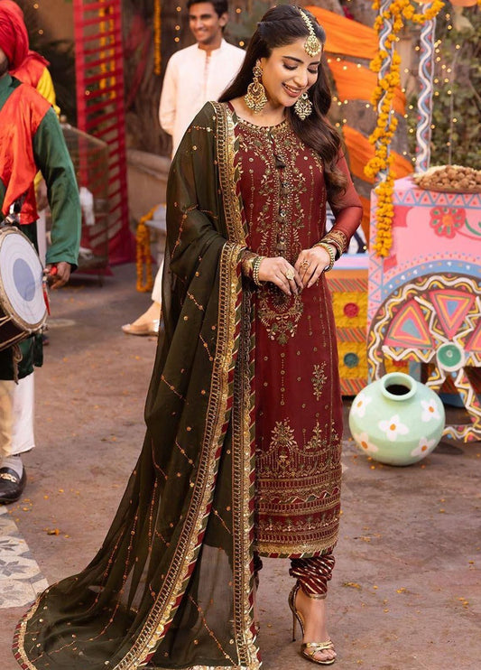Asim Jofa - Embroidered Chiffon 3 Piece Unstitched Suit AJ-24-Party Wear