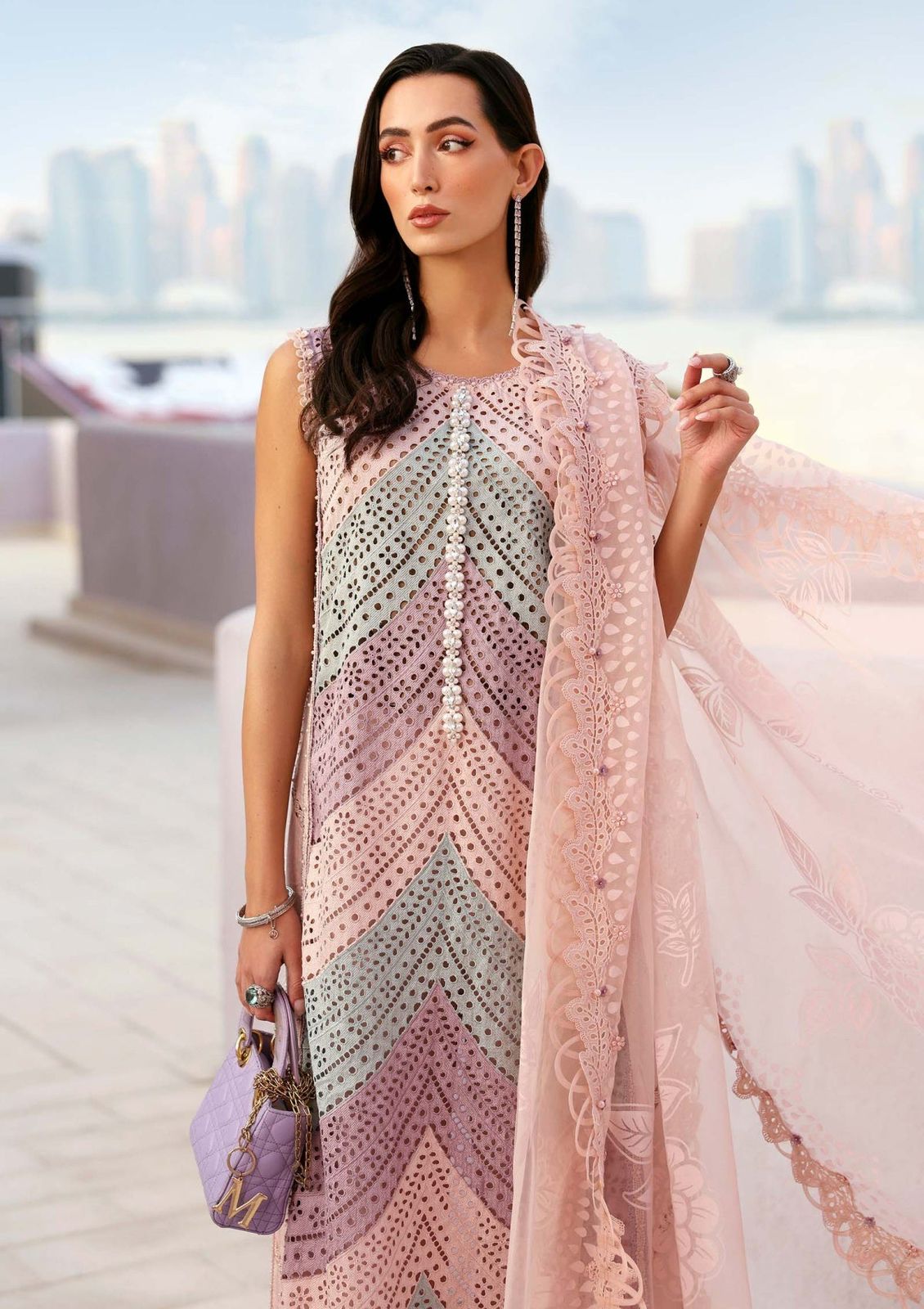 Maria B Luxury Lawn Chikan kari Embroidered 3 Piece Unstitched