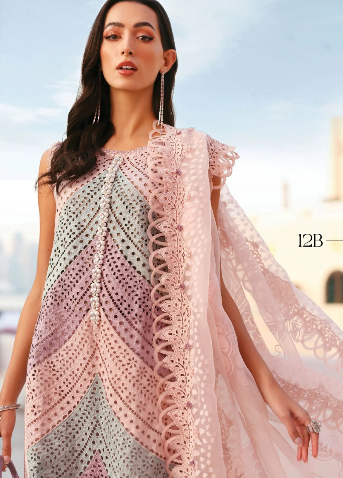 Maria B Luxury Lawn Chikan kari Embroidered 3 Piece Unstitched