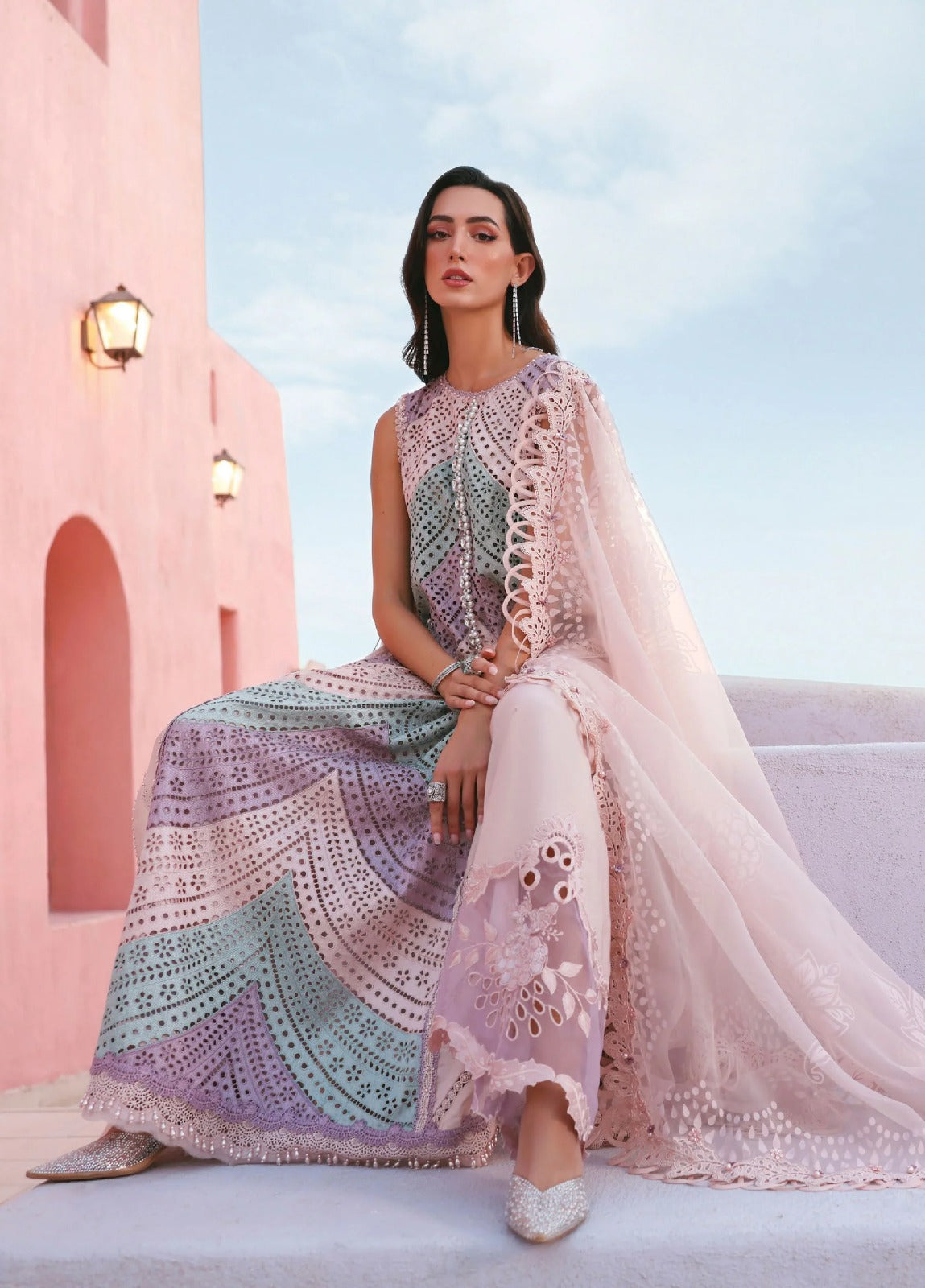 Maria B Luxury Lawn Chikan kari Embroidered 3 Piece Unstitched