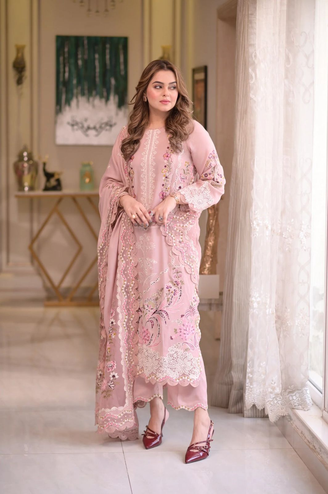 Aneela's - Chicken Kari Embroidered Lawn 3 piece Unstitched Dress