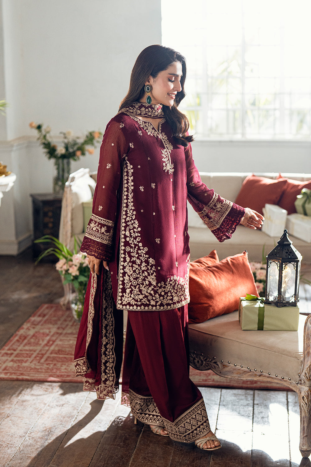Luxe Embellished Embroidered Chiffon 3 Piece Unstitched