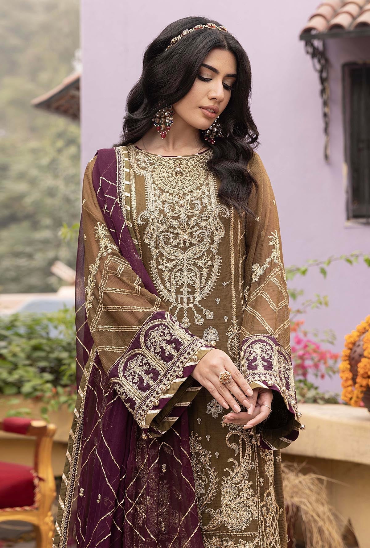 Embroidered Chiffon 3 Piece Unstitched Suit AL-Party Wear