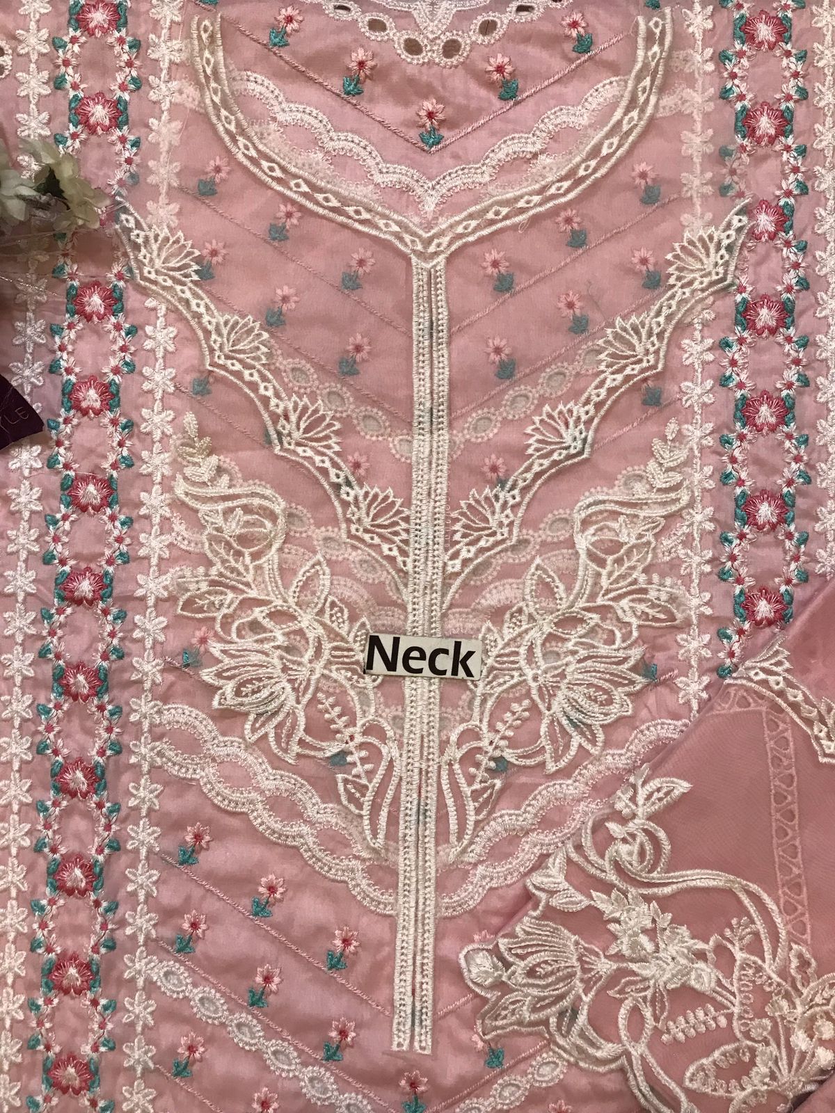 Pink Luxury Chicken Kari Embroidered Lawn 3 piece Unstitched Dress - cssl