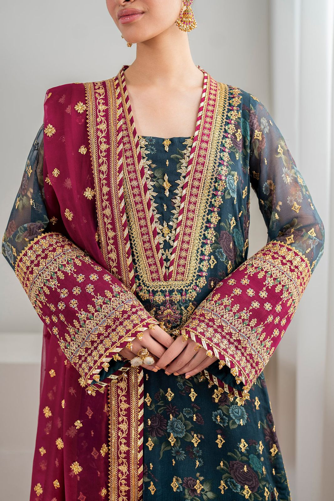Luxury Embroidered Chiffon 3 Piece Unstitched Suit BC-SF-689 - Party Wear