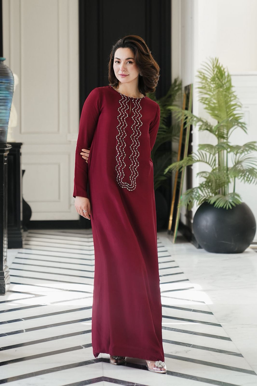 Hand Work Silk 3 Piece Unstitched Suit Chameuse