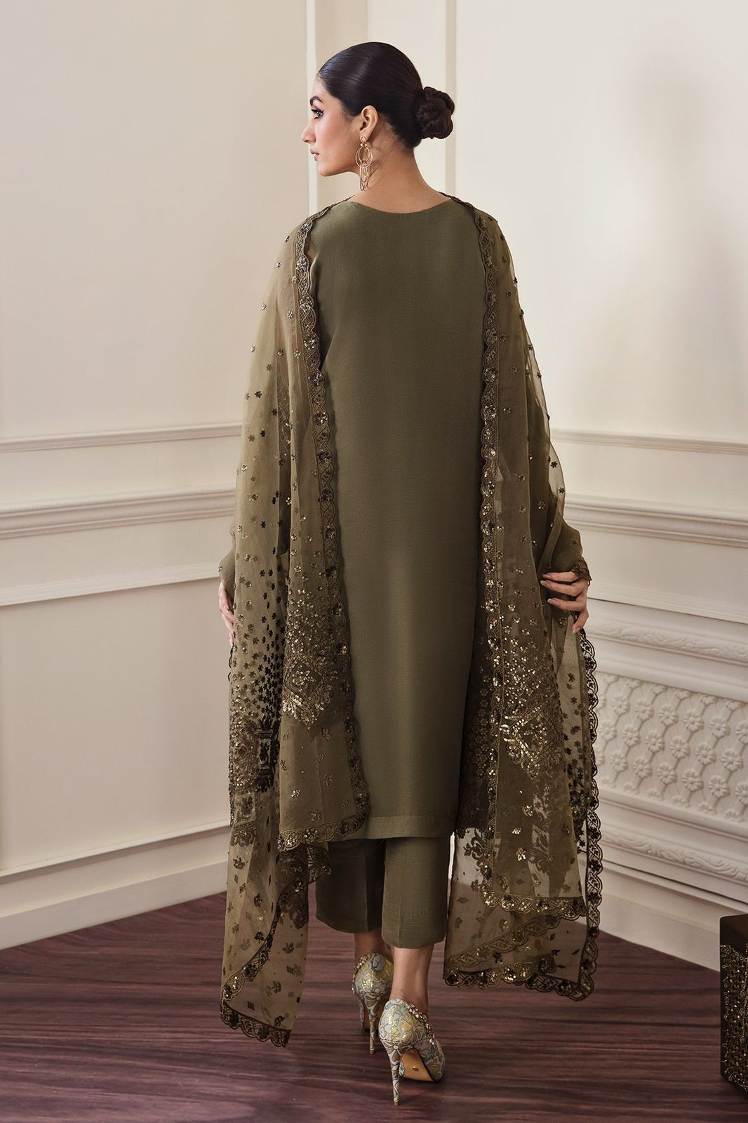 Embroidered Chiffon 3 Piece Unstitched Dress - Party Wear