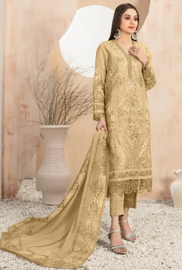 ORGANZA 3 Piece Unstitched Dress - Party Wear