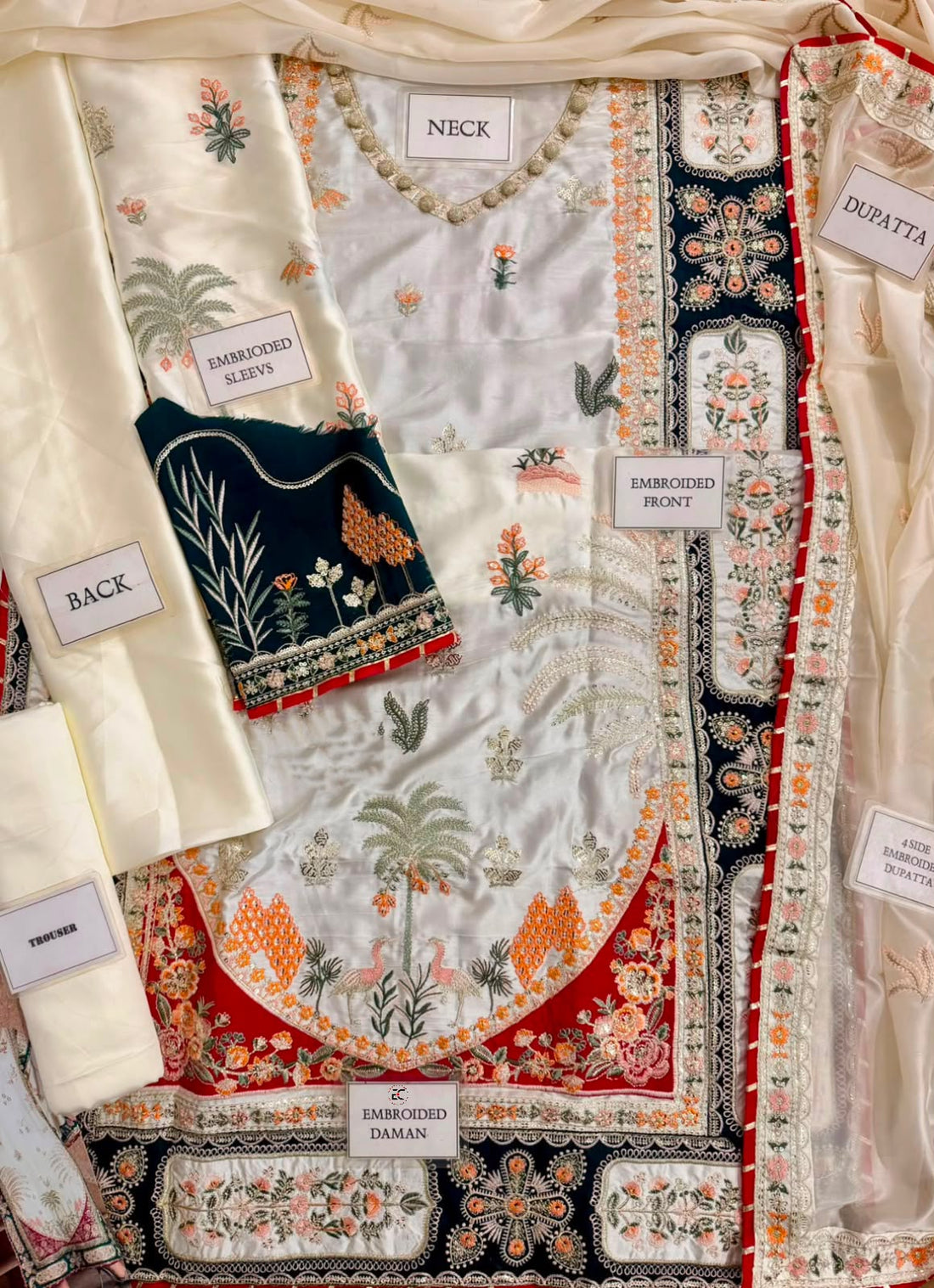 Ethnic Luxury Kaftan Shamoz Silk 3 Piece Unstitched Dress