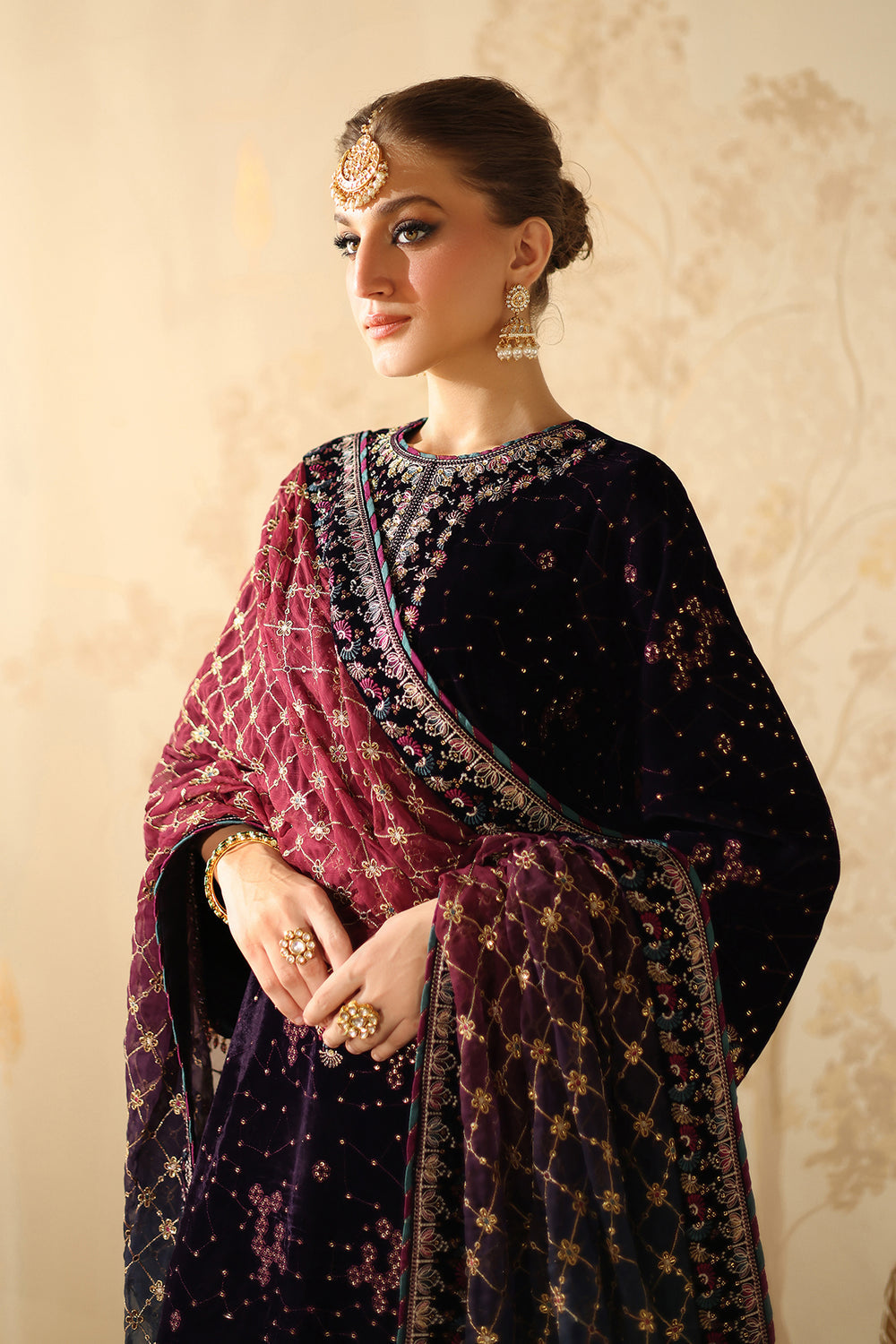PLUM VELVET Embroidered Unstitched 3 Piece Dress - SF-4319