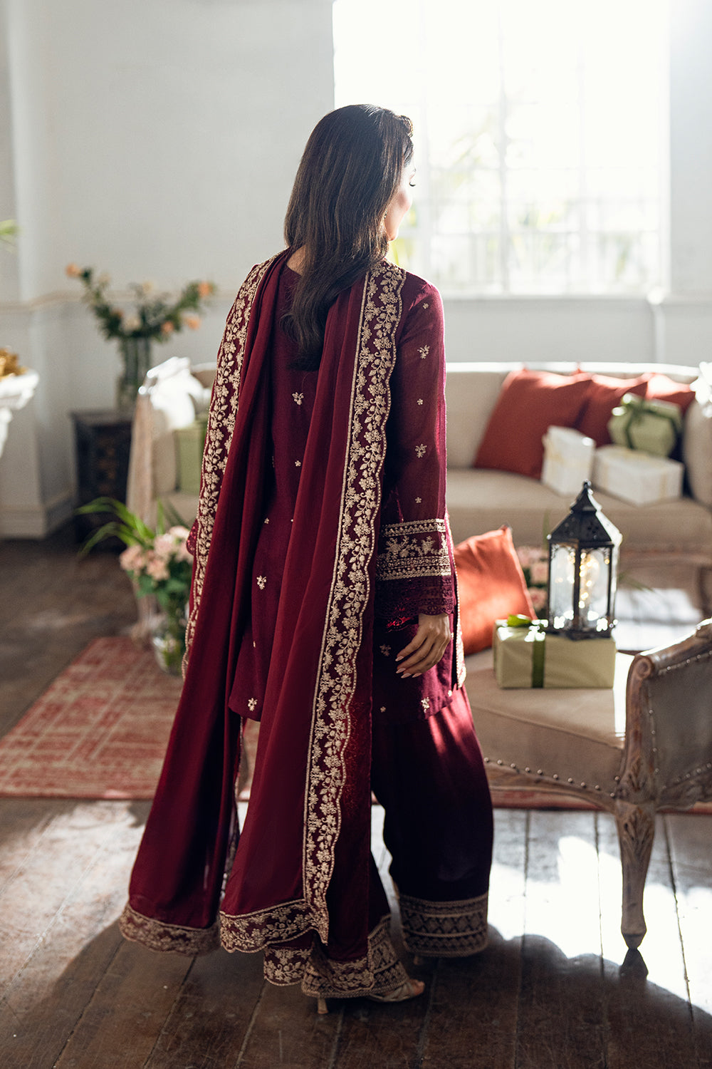 Luxe Embellished Embroidered Chiffon 3 Piece Unstitched