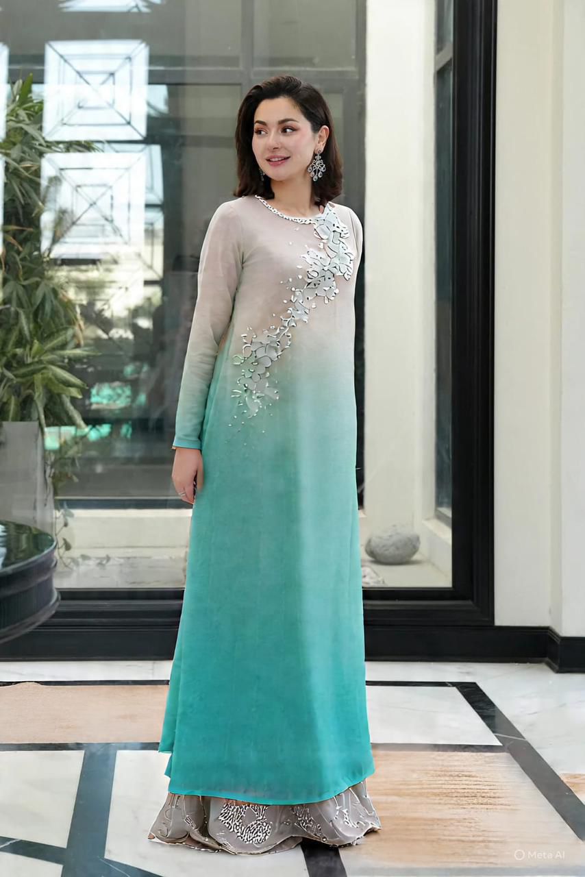 Embroidered Chiffon 3 Piece Unstitched Suit LL-ANZAAL LONG-25 - Party Wear