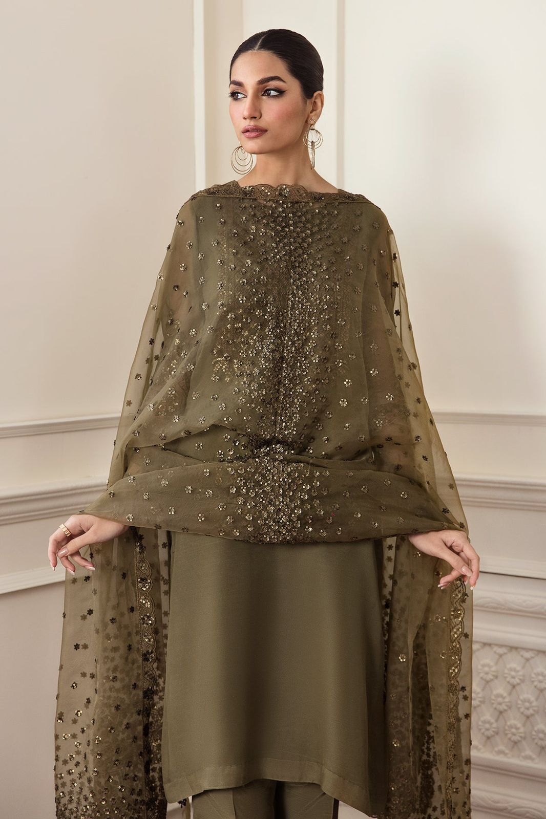 Embroidered Chiffon 3 Piece Unstitched Dress - Party Wear
