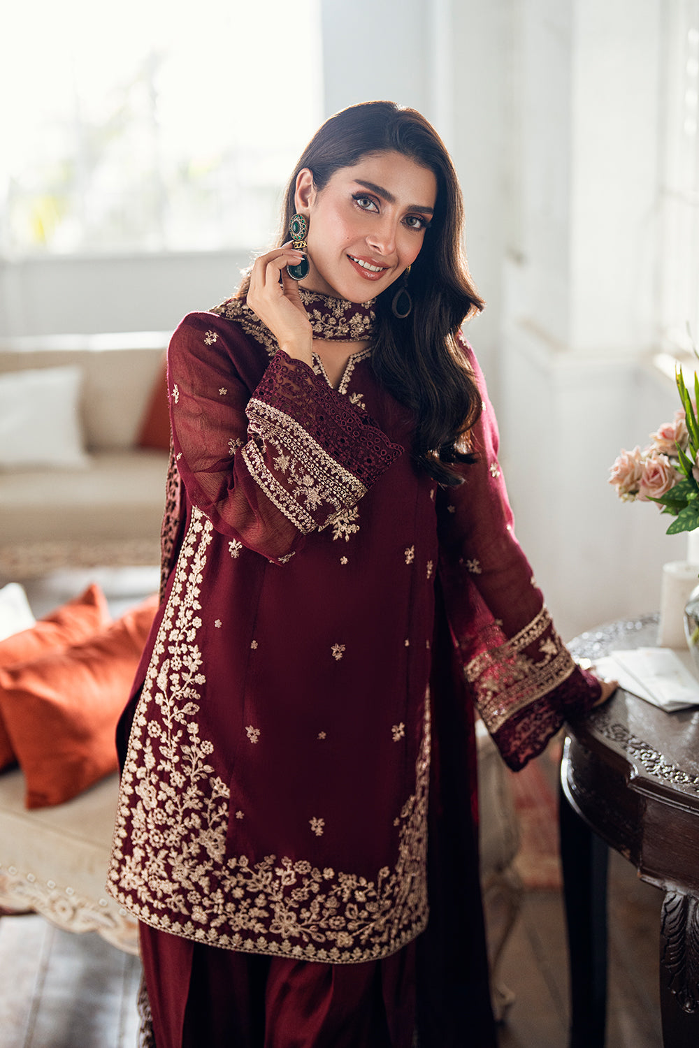 Luxe Embellished Embroidered Chiffon 3 Piece Unstitched