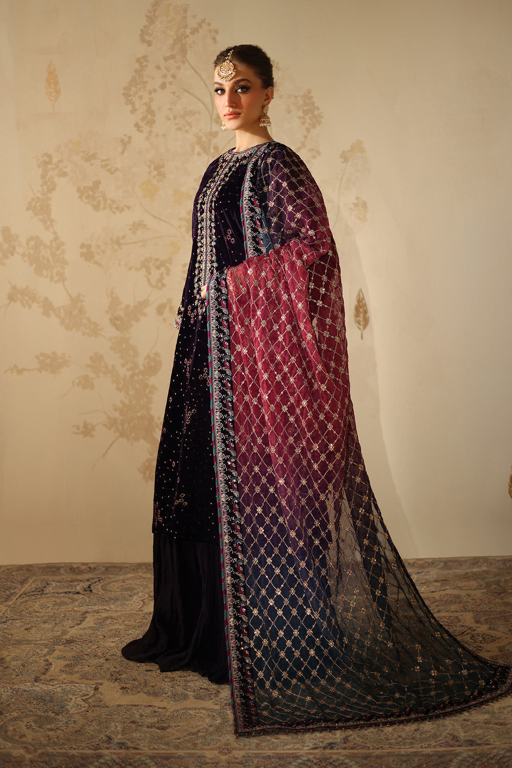 PLUM VELVET Embroidered Unstitched 3 Piece Dress - SF-4319