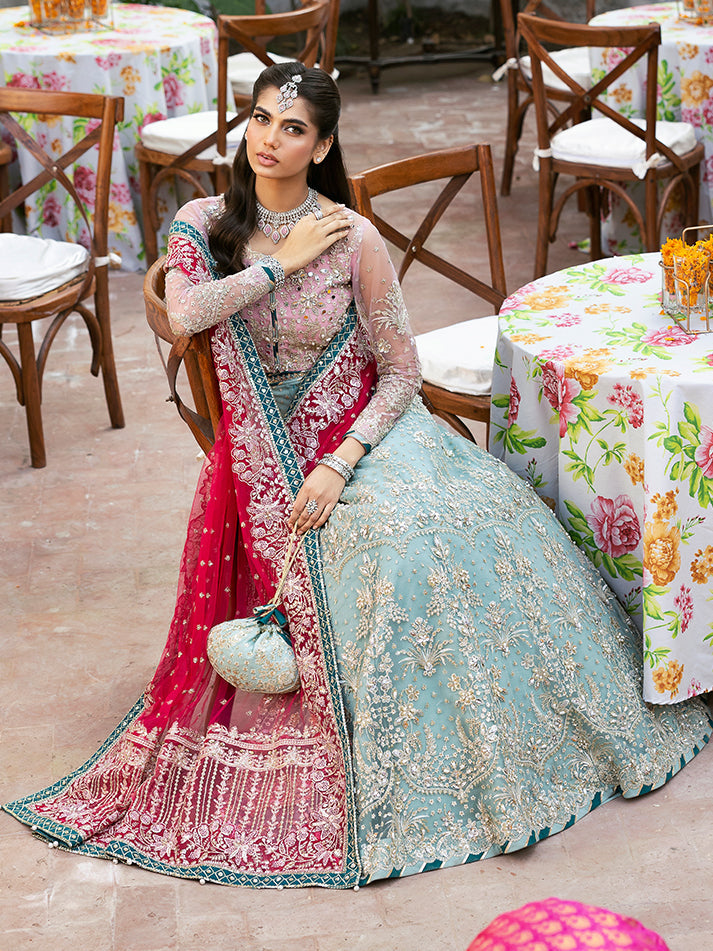 Sea Green Luxury Net Lehenga Unstitched