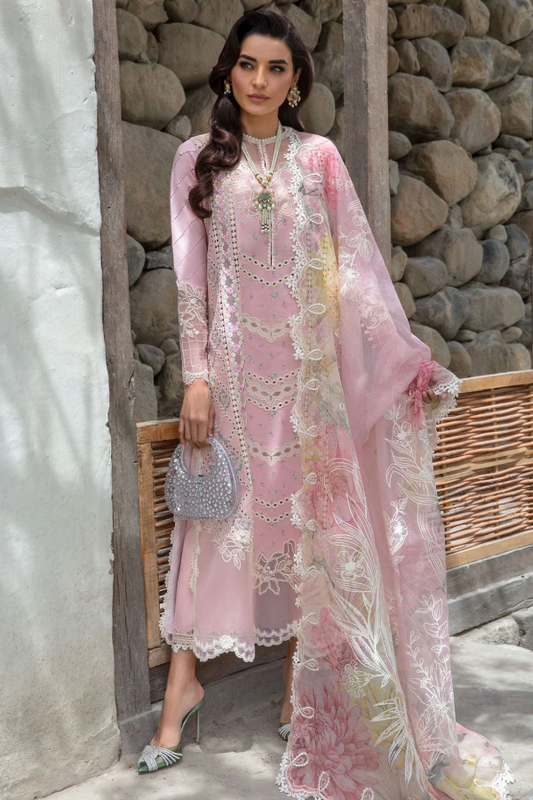 Pink Luxury Chicken Kari Embroidered Lawn 3 piece Unstitched Dress - cssl