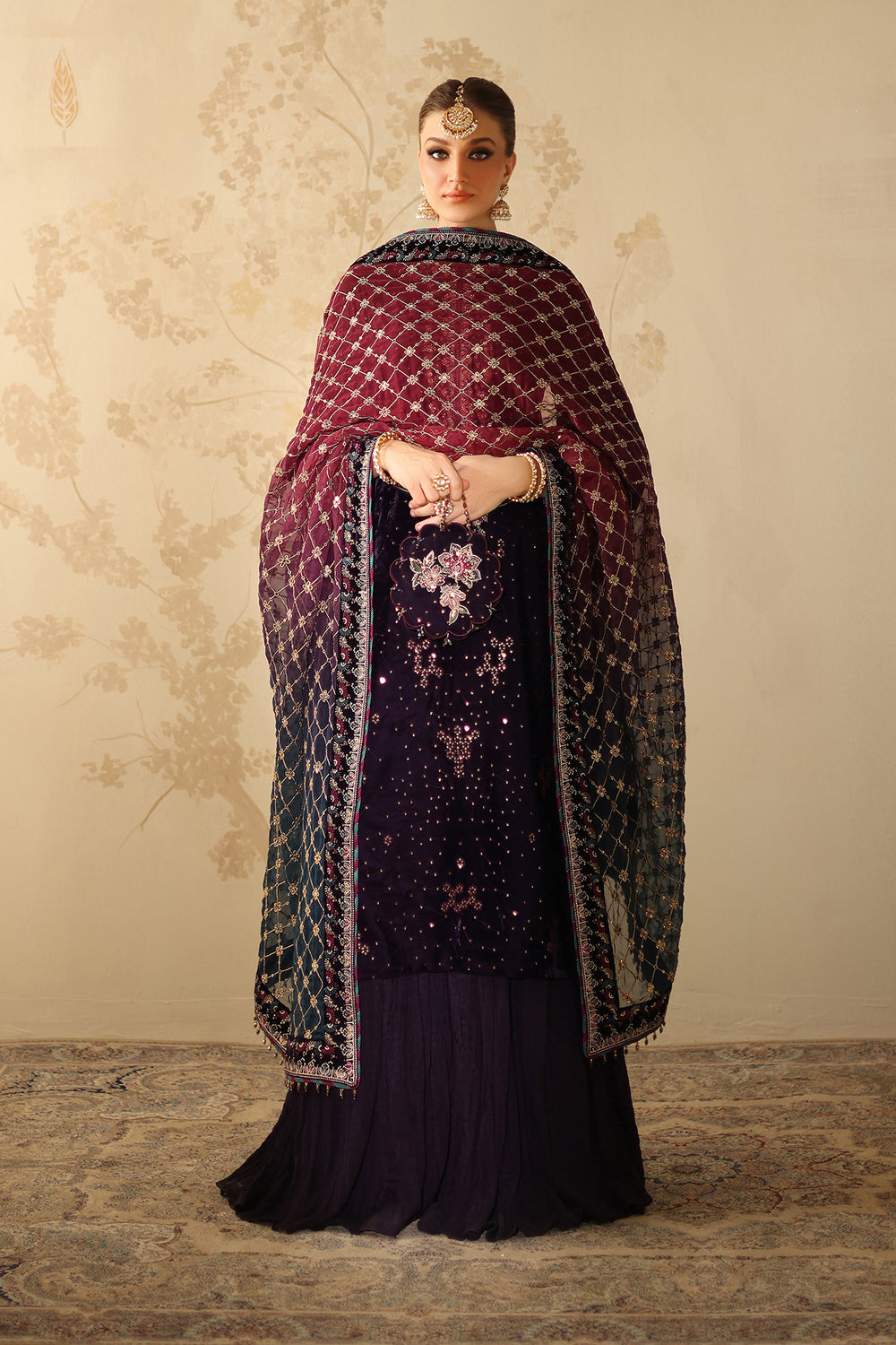 PLUM VELVET Embroidered Unstitched 3 Piece Dress - SF-4319