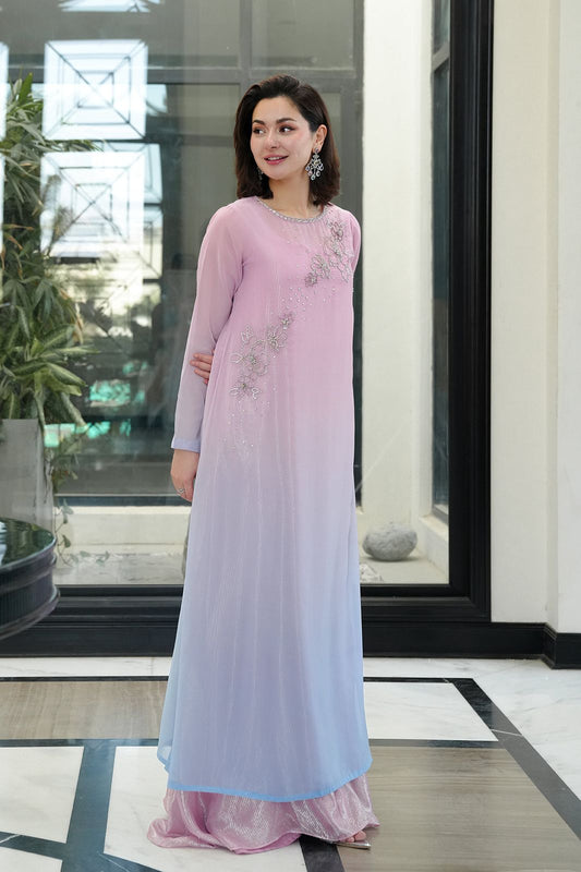 Embroidered Chiffon 3 Piece Unstitched Suit LL-ANZAAL LONG-25 - Party Wear