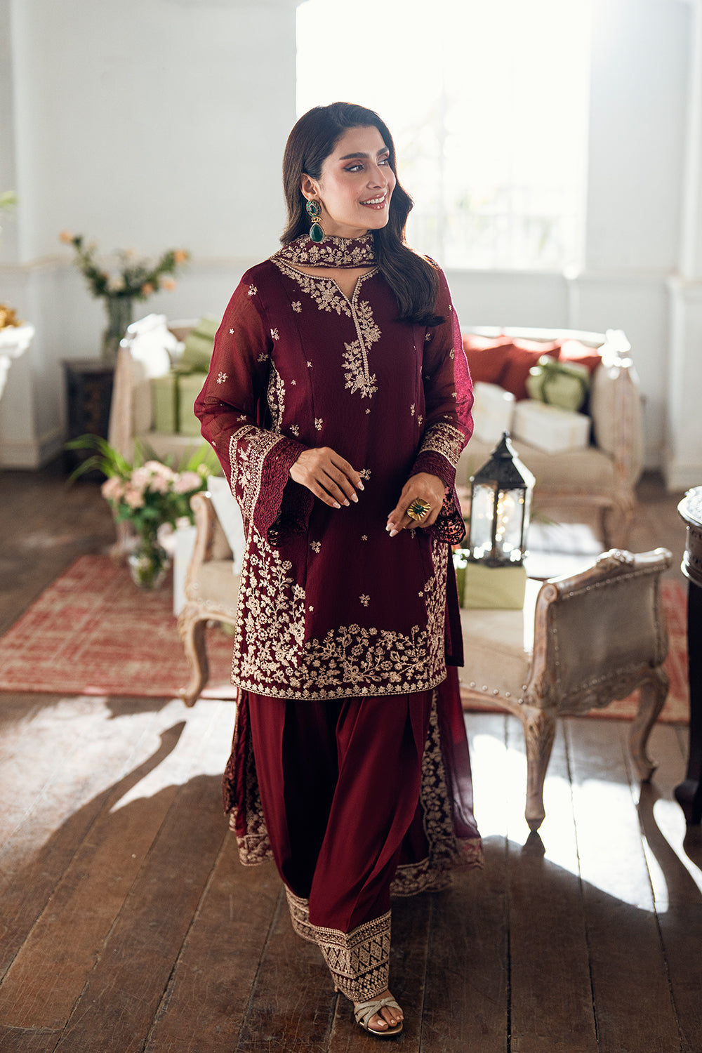 Luxe Embellished Embroidered Chiffon 3 Piece Unstitched