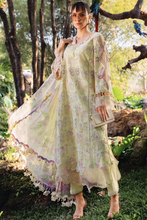 Maria B 2026 Laser Butterfly Lawn Unstitched  Suit