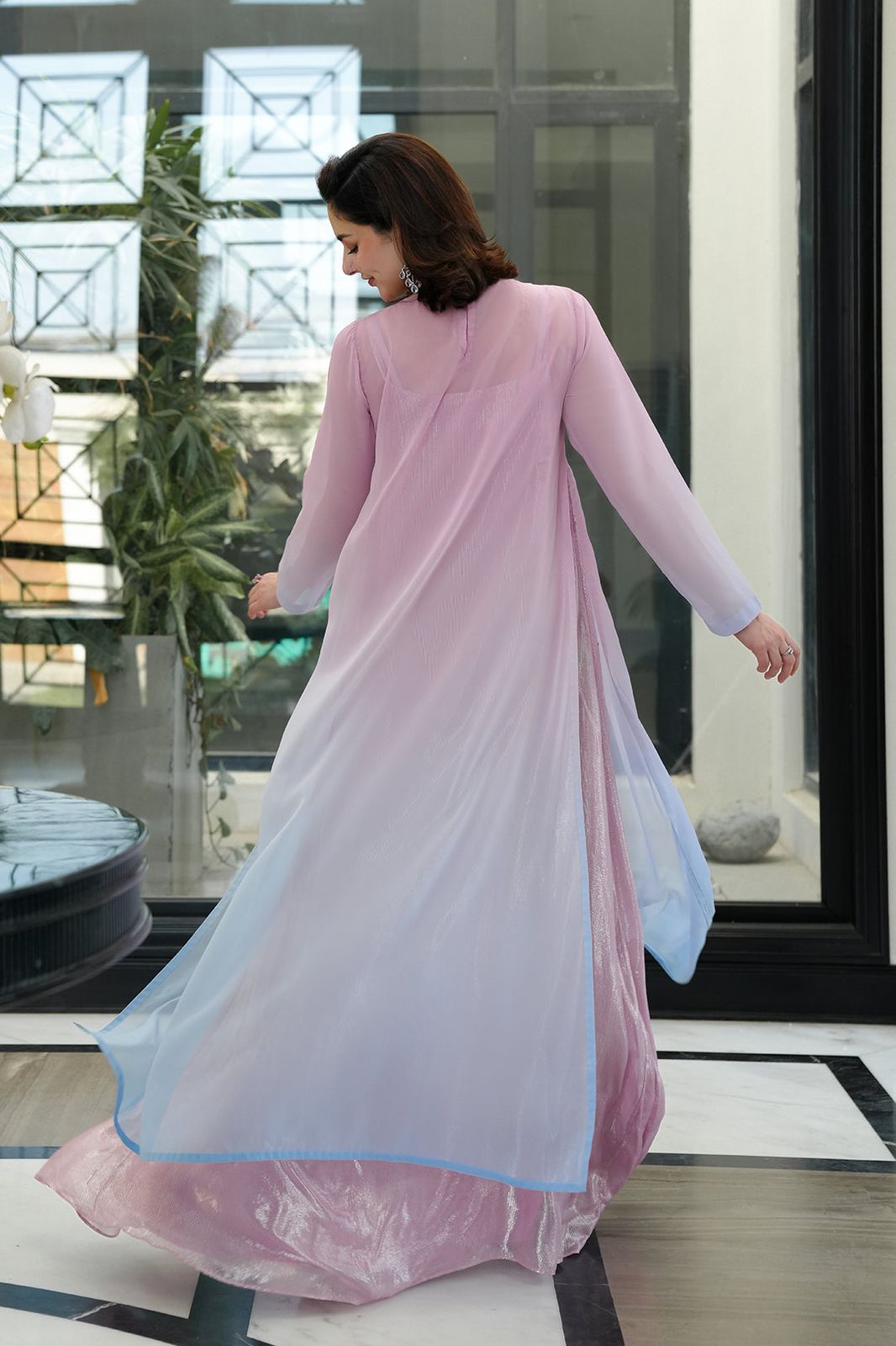 Embroidered Chiffon 3 Piece Unstitched Suit LL-ANZAAL LONG-25 - Party Wear