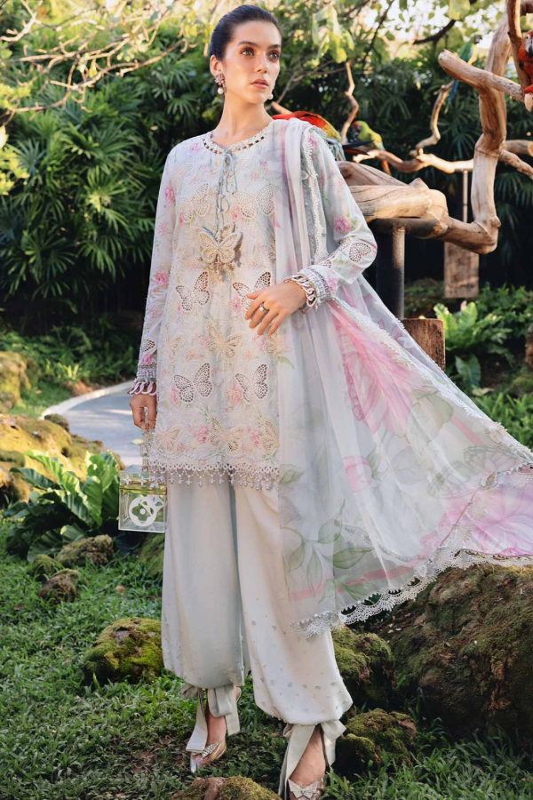 Maria B 2026 Laser Butterfly Lawn Unstitched  Suit